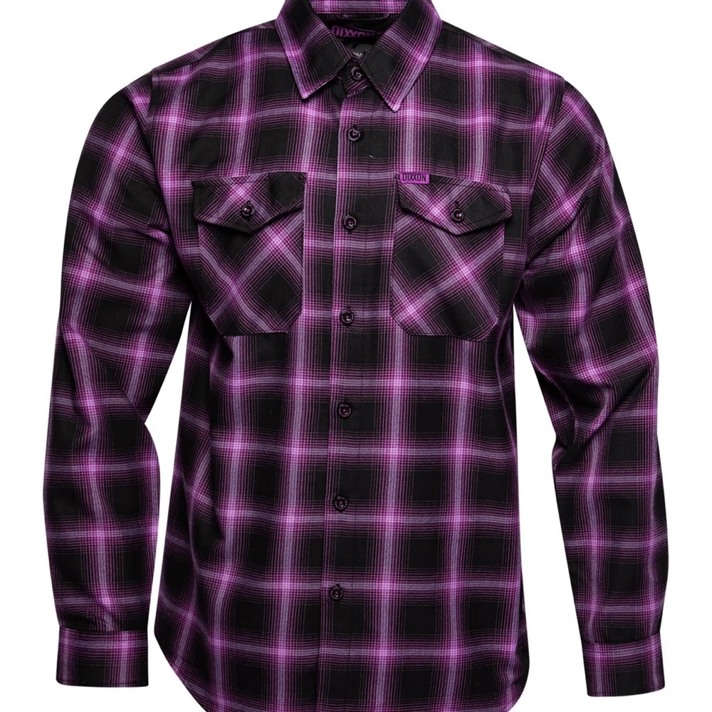 Limited Edition-Element series *ARGON* Black/Purple Plaid Button Down Flannel